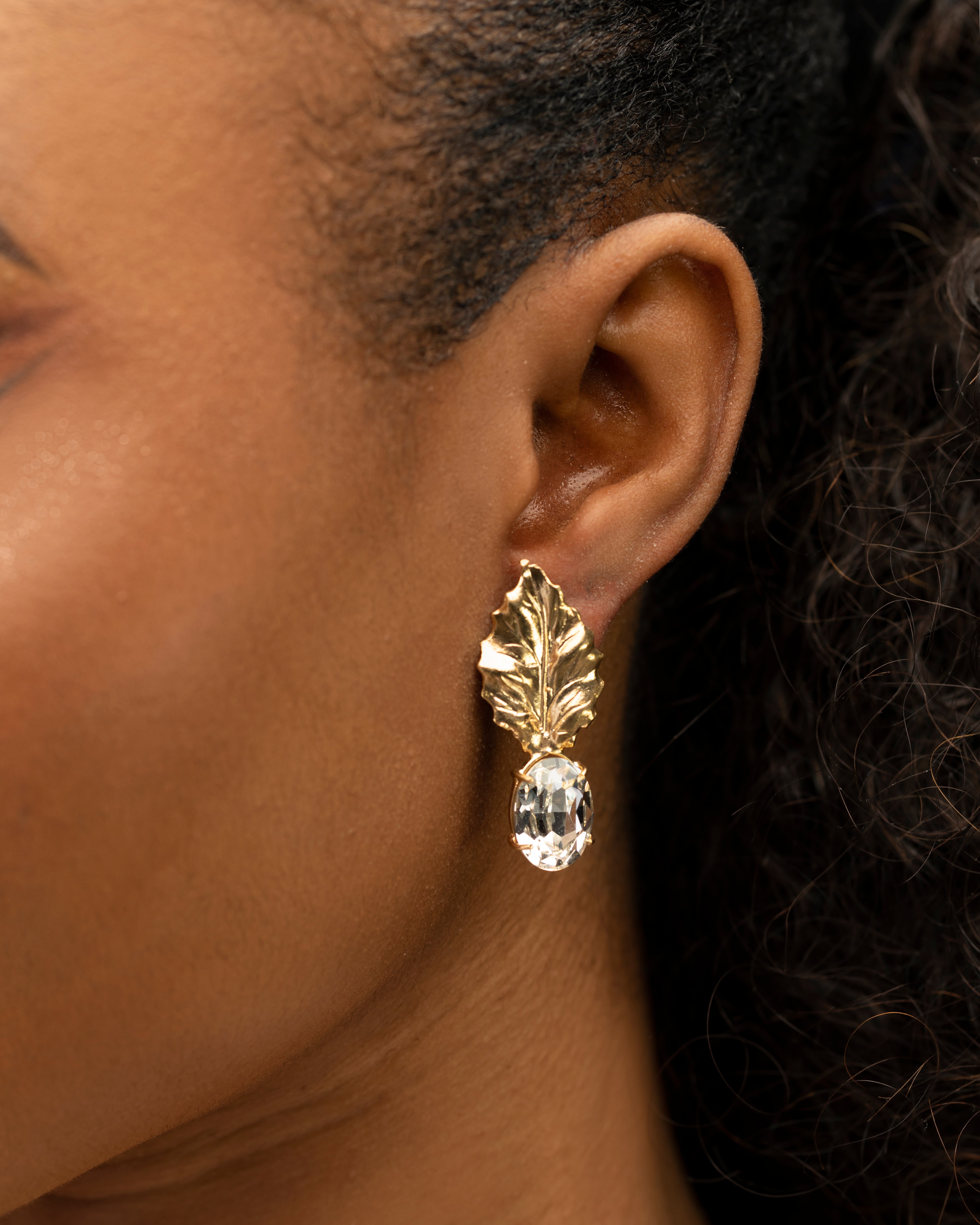 "TOYIN" Leaf 2 Oval Earrings