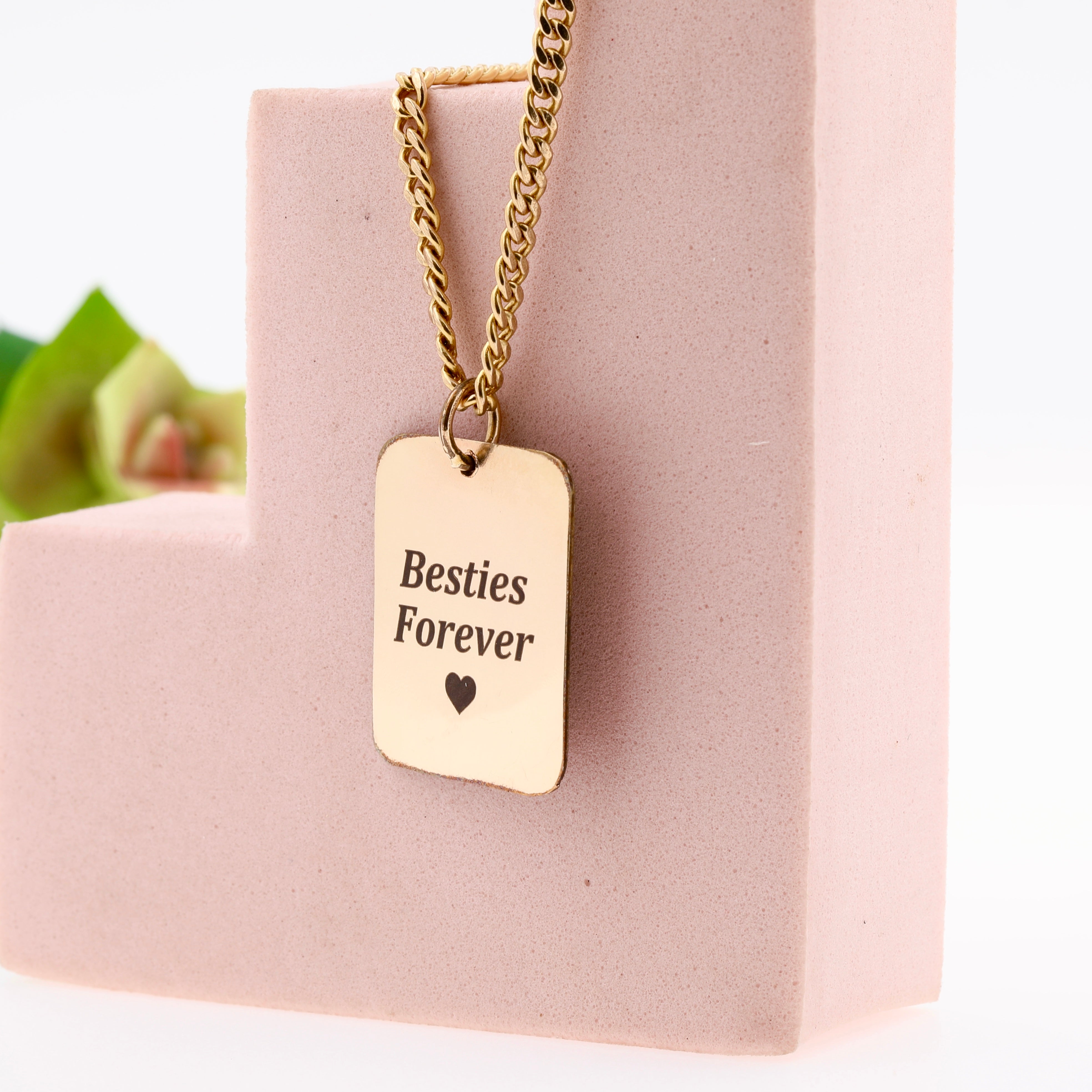 Rectangle Text Necklace