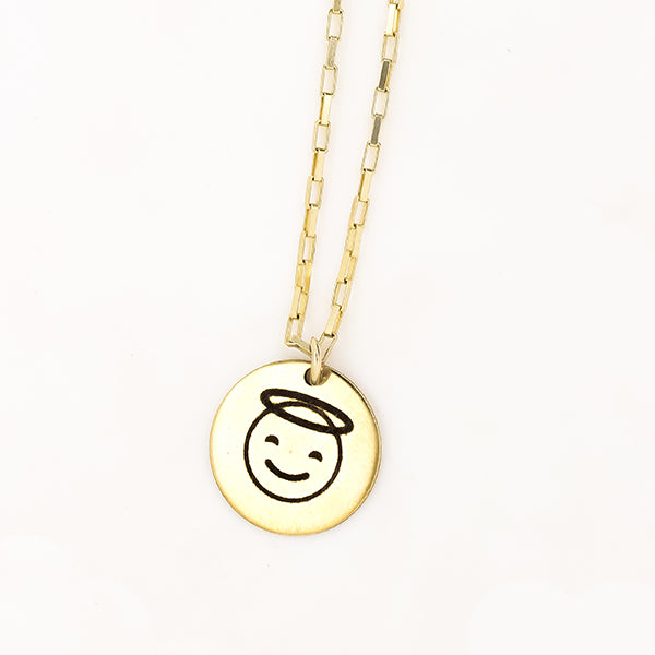 Round Emoji\ Initial Necklace